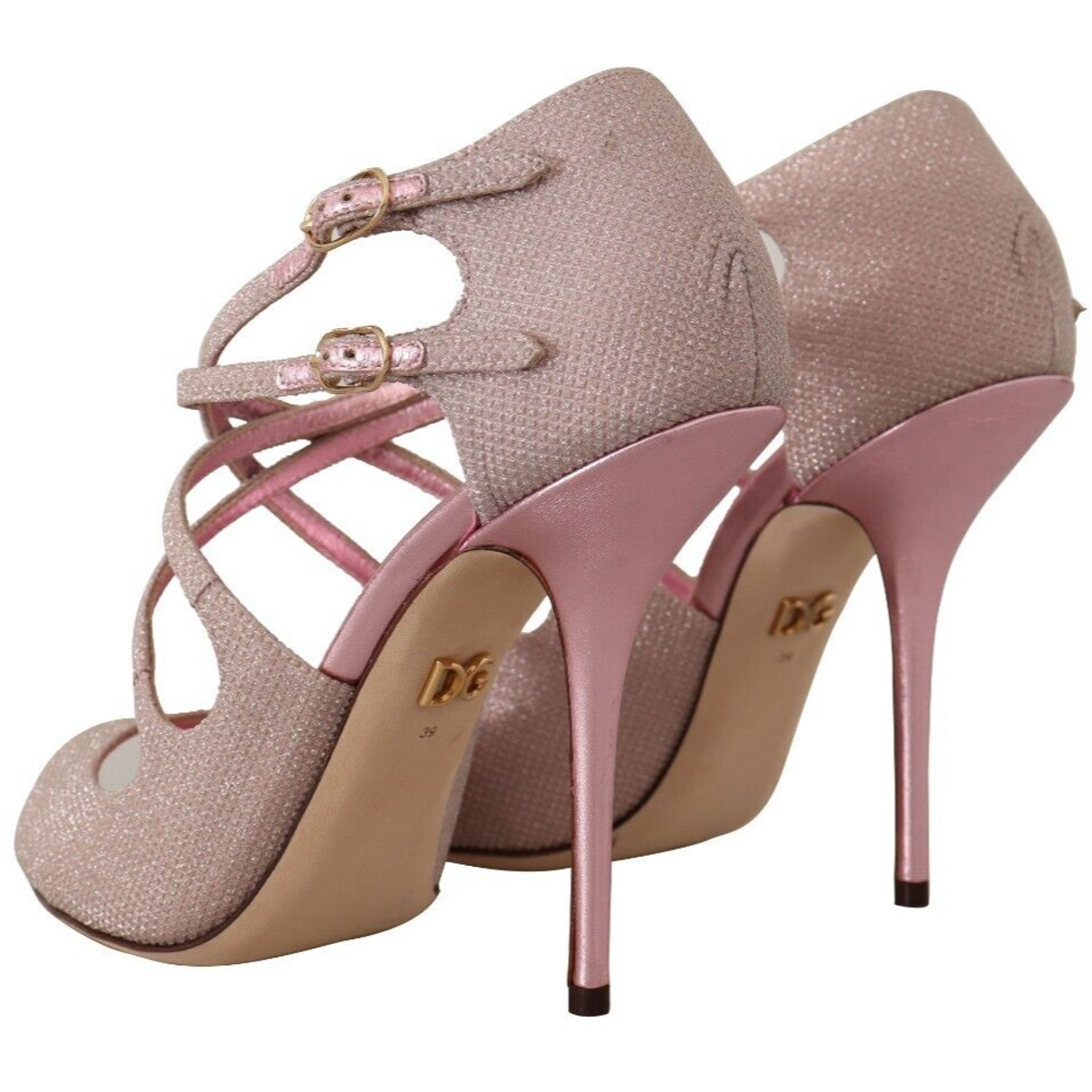 Dolce & Gabbana Pink Glitter Peep Toe High Heels Sandals pink-glittered-strappy-heels-sandals-shoes s-l1600-3-1-94ea70d9-cb2.png