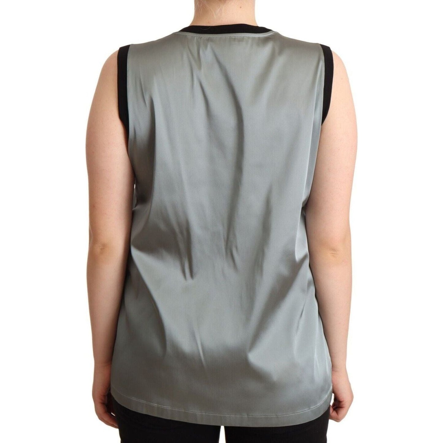 Dolce & Gabbana Elegant Silver Sleeveless Blouse WOMAN TOPS AND SHIRTS silver-round-neck-sleeveless-casual-tank-top