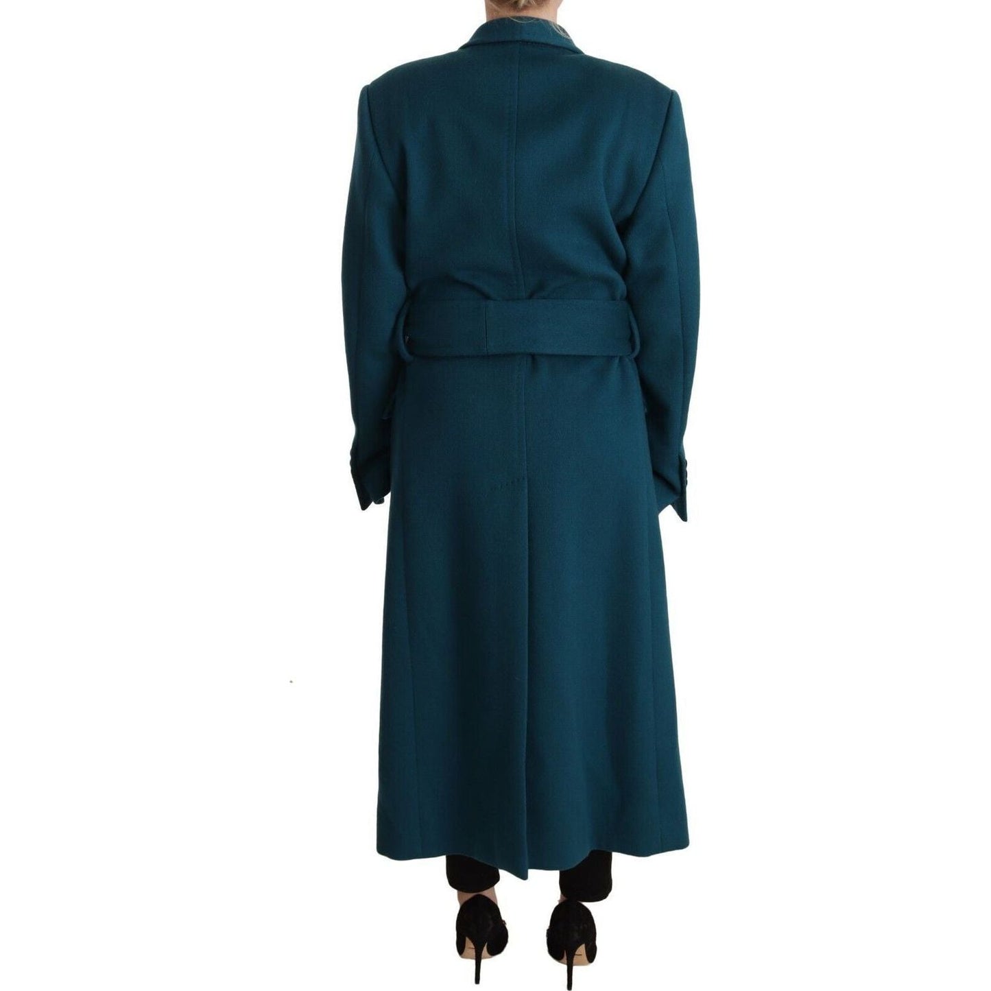 Dolce & Gabbana Elegant Blue Green Wool-Anogra Wrap Coat WOMAN COATS & JACKETS blue-green-wool-long-sleeves-trench-coat-jacket