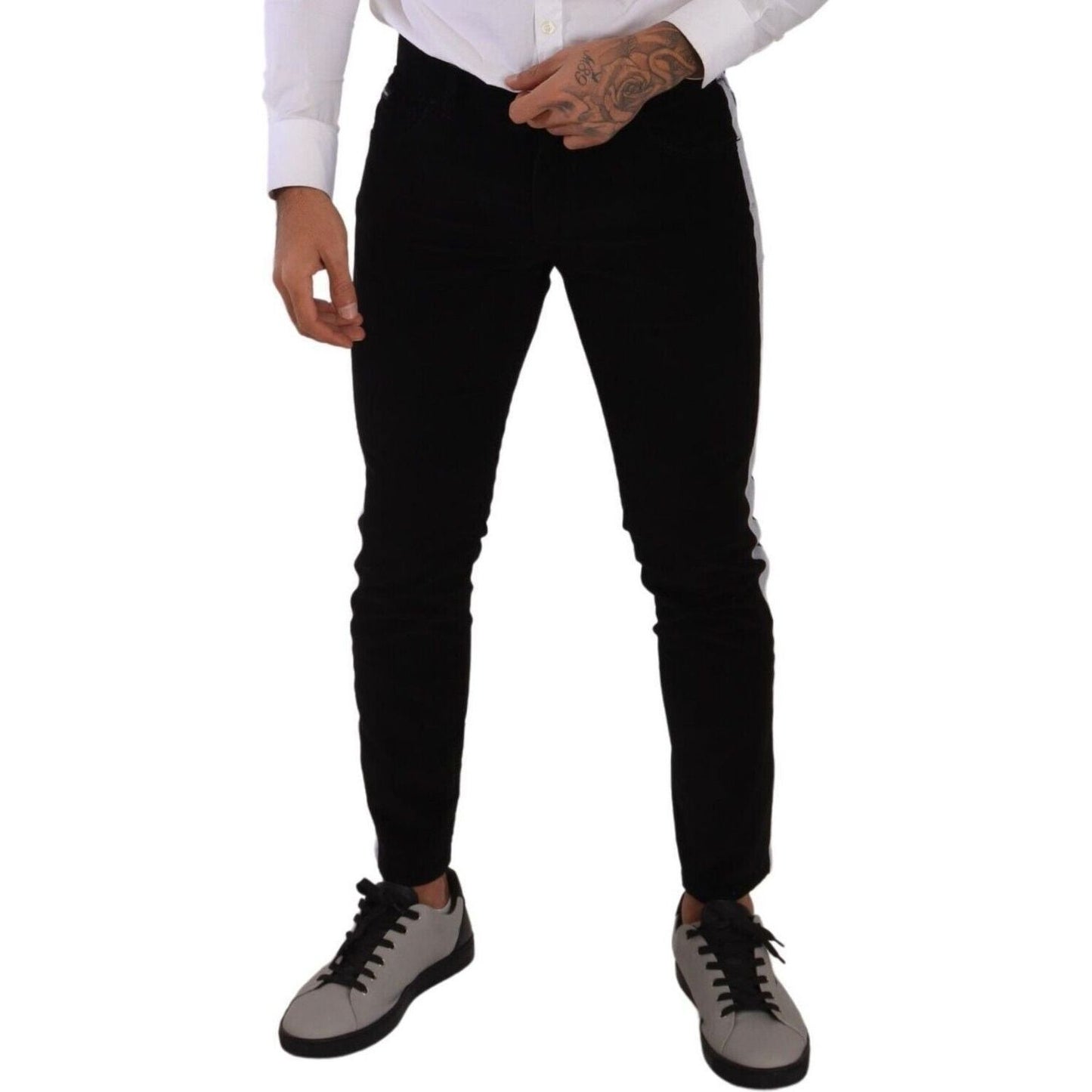 Dolce & Gabbana Elegant Slim-Fit Cotton Black Jeans black-cotton-stretch-skinny-corduroy-jeans
