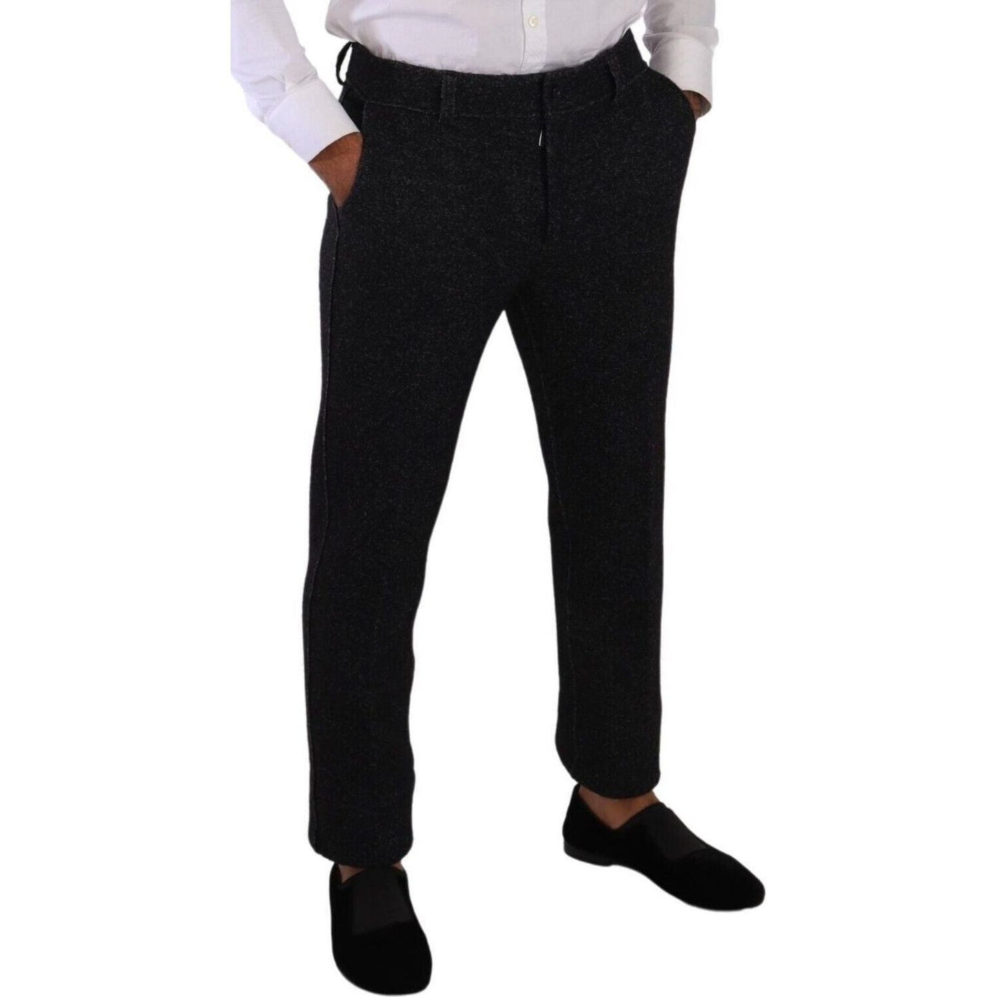 Dolce & Gabbana Elegant Wool Blend Dress Pants black-wool-men-formal-trouser-dress-pants