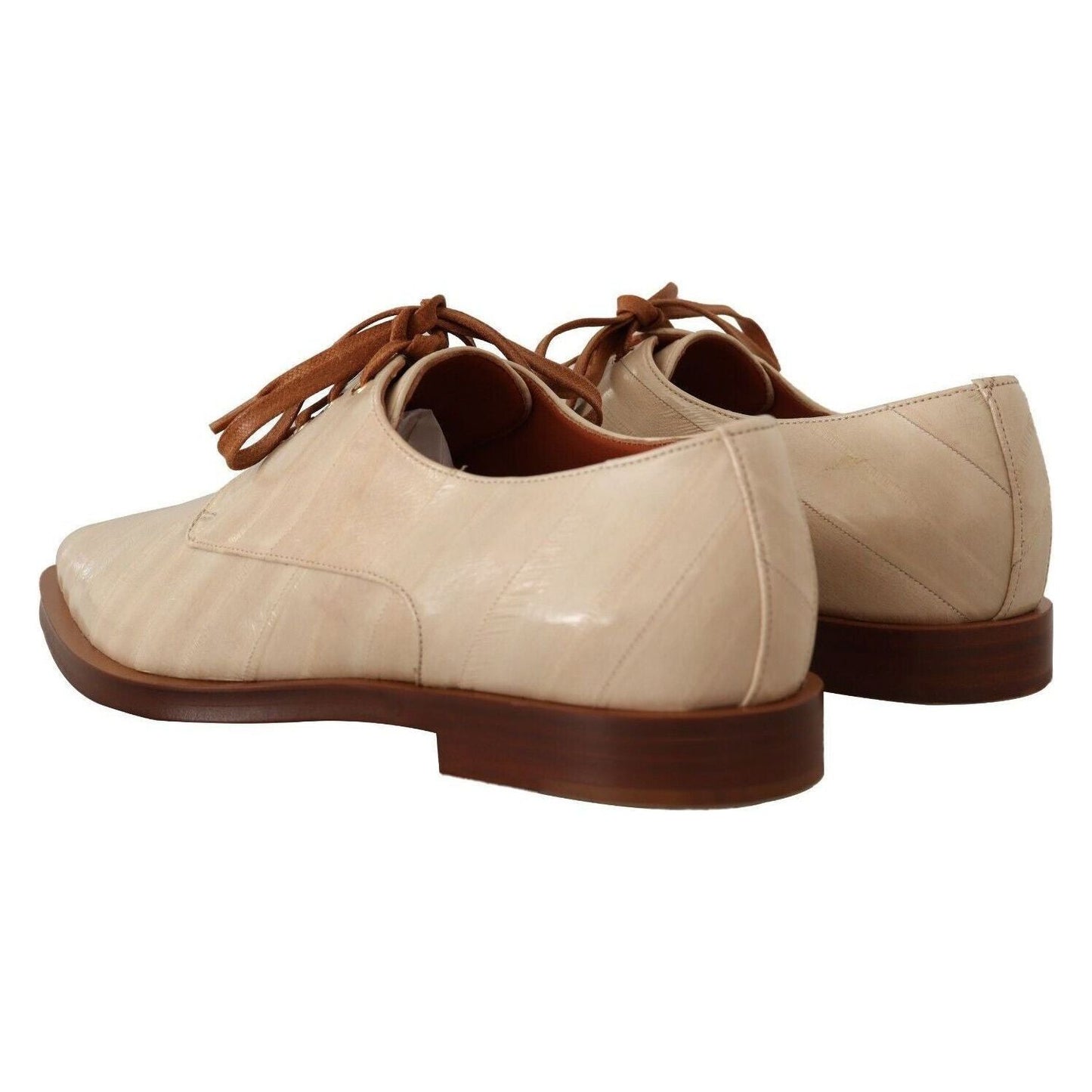 Dolce & Gabbana Elegant Beige Eel Leather Formal Flats white-eel-leather-lace-up-formal-flats-shoes s-l1600-3-129-19a0c60f-91c.jpg