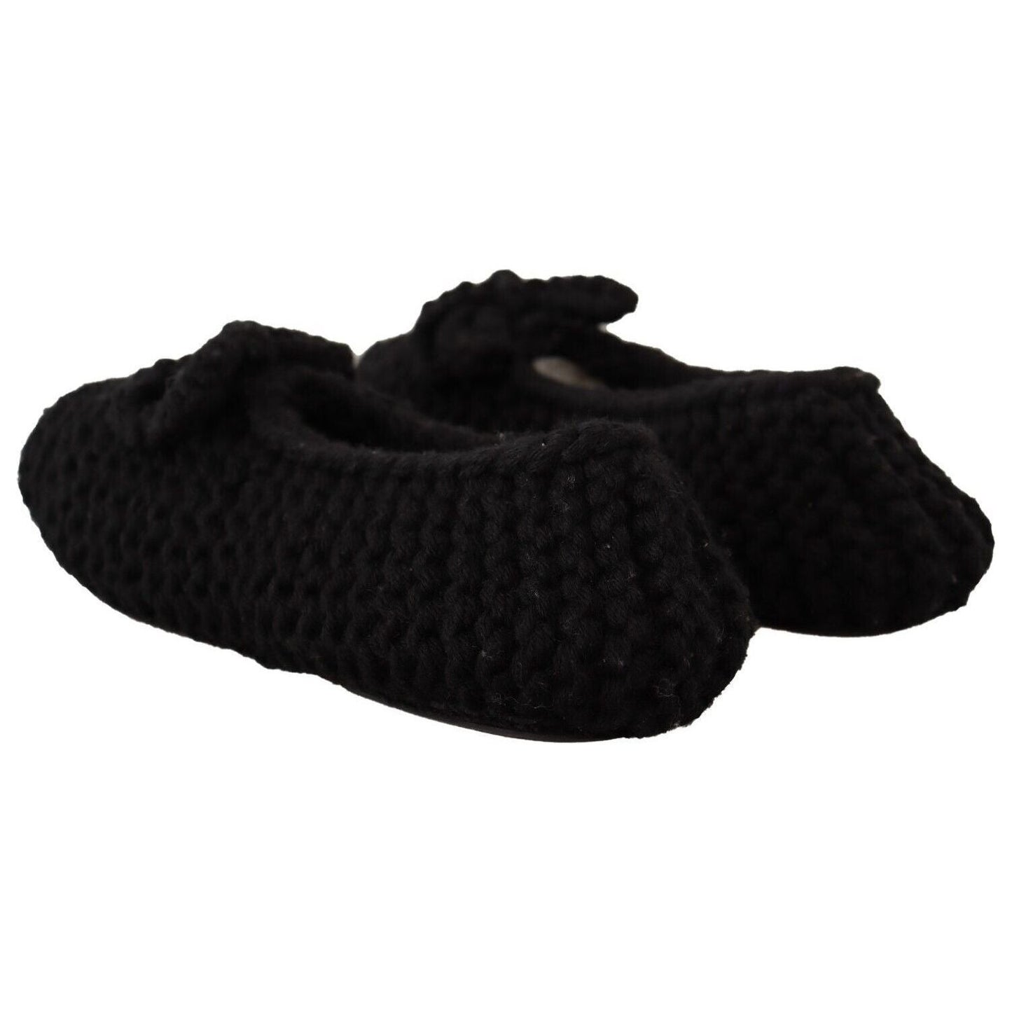 Dolce & Gabbana Elegant Black Wool Knit Ballet Flats black-slip-on-ballerina-flats-wool-knit-shoes