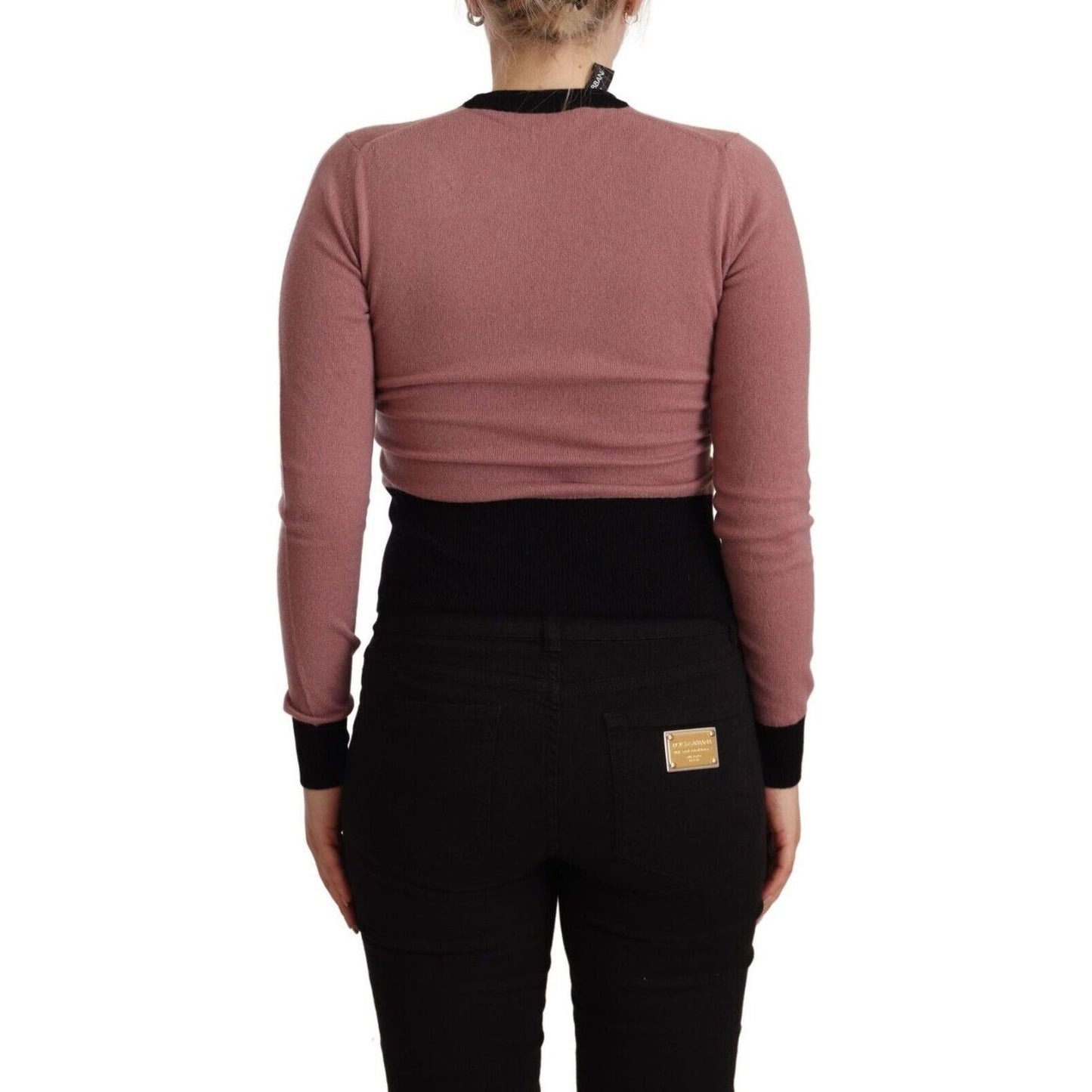 Dolce & Gabbana Elegant Pink Cashmere Crewneck Sweater WOMAN SWEATERS pink-cashmere-crewneck-sartoria-pullover-sweater