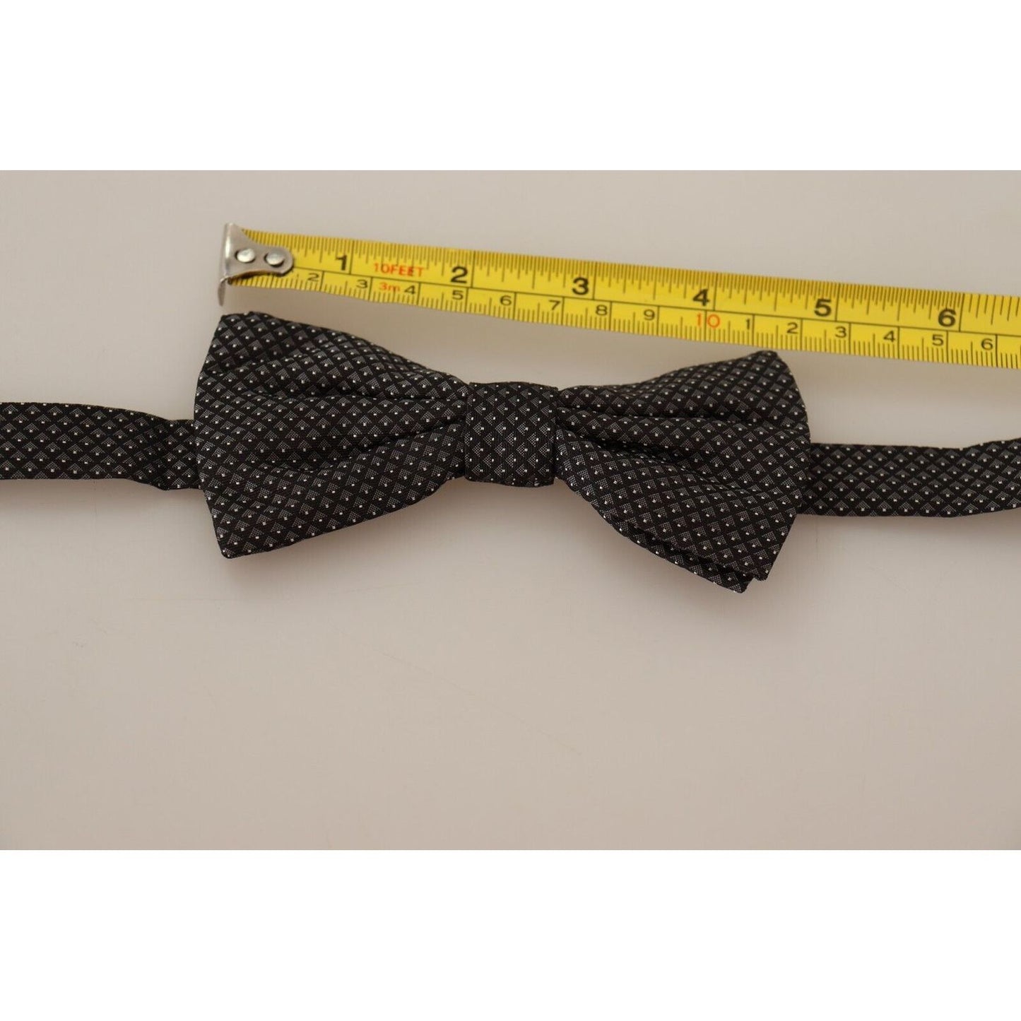 Dolce & Gabbana Elegant Silk Patterned Bow Tie Necktie black-patterned-silk-adjustable-neck-papillon-bow-tie
