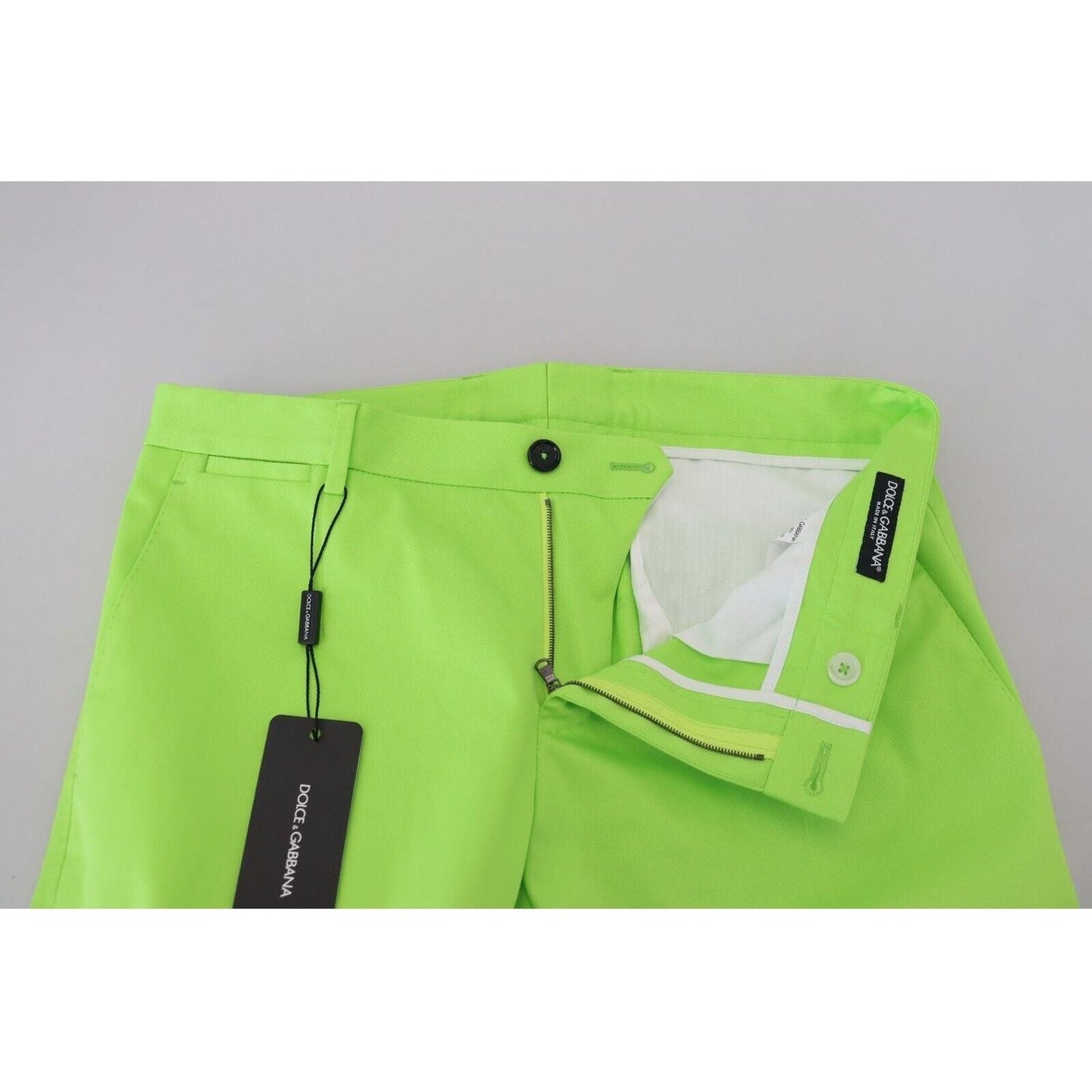 Dolce & Gabbana Elegant Light Green Cotton Chinos light-green-cotton-skinny-men-trousers-pants
