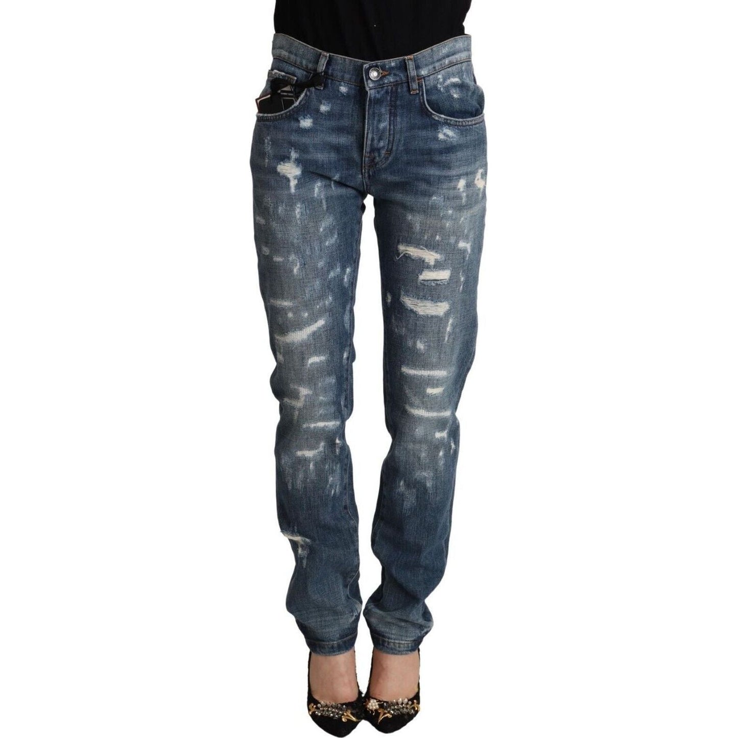 Dolce & Gabbana Elegant Skinny Denim Jeans for the Modern Woman blue-distressed-denim-boyfriend-skinny-jeans