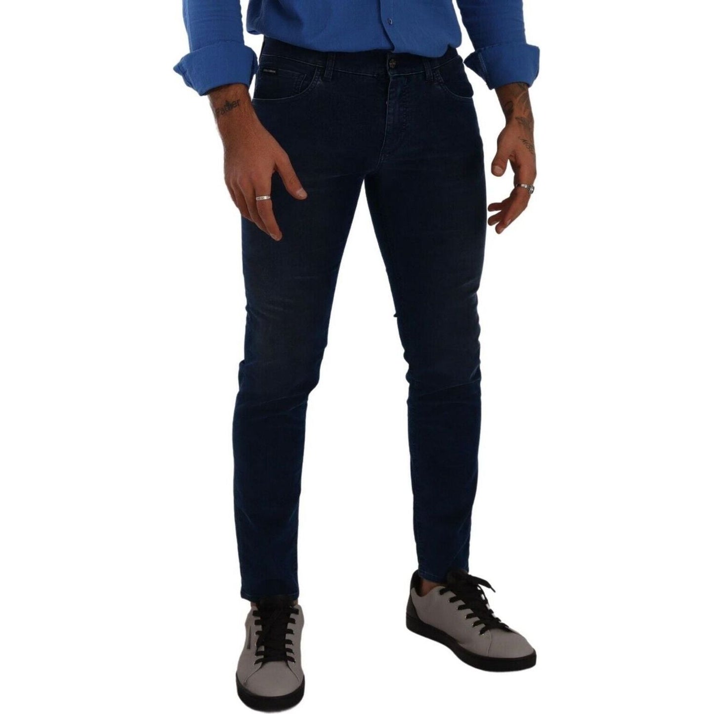 Dolce & Gabbana Sleek Dark Blue Slim Fit Jeans blue-slim-fit-cotton-skinny-denim-trouser-jeans