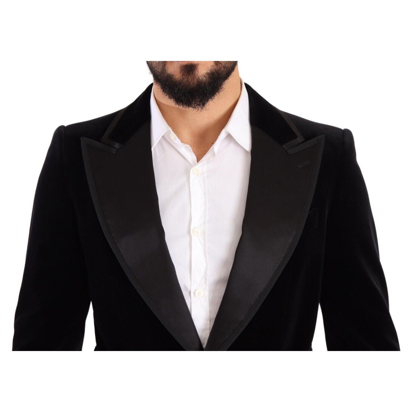 Dolce & Gabbana Elegant Single Breasted Velvet Blazer black-velvet-single-breasted-one-button-blazer