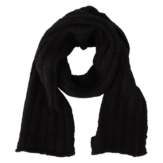 Dolce & Gabbana Elegance Unleashed Black Wool Scarf black-virgin-wool-knitted-unisex-warmer-shawl-scarf
