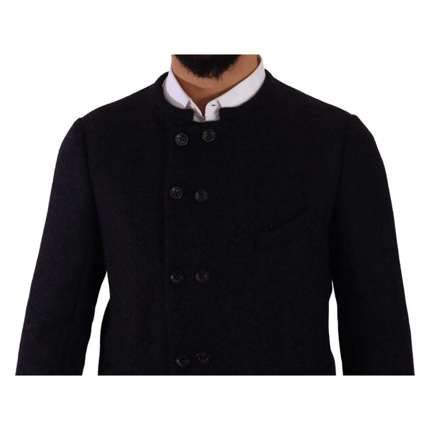 Dolce & Gabbana Elegant Dark Grey Alpaca Blend Jacket gray-alpaca-button-down-men-coat-jacket