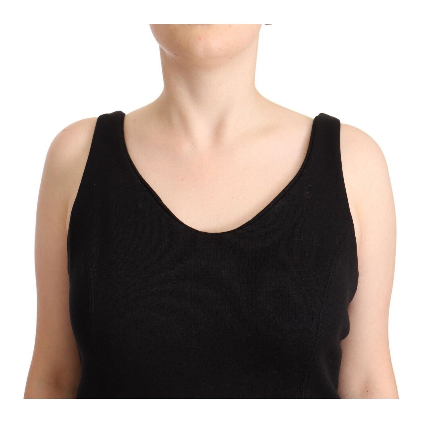 Ermanno Scervino Chic Sleeveless Designer Tank Top in Black WOMAN TOPS AND SHIRTS black-cotton-sleevelesss-tank-casual-top