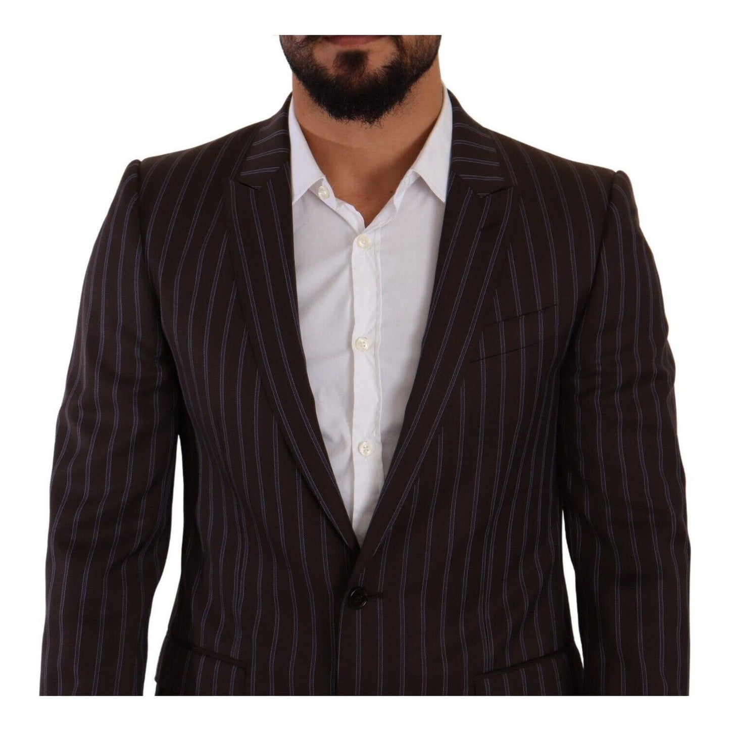 Dolce & Gabbana Elegant Maroon Striped Slim Fit Suit bordeaux-martini-striped-slim-fit-2-piece-suit