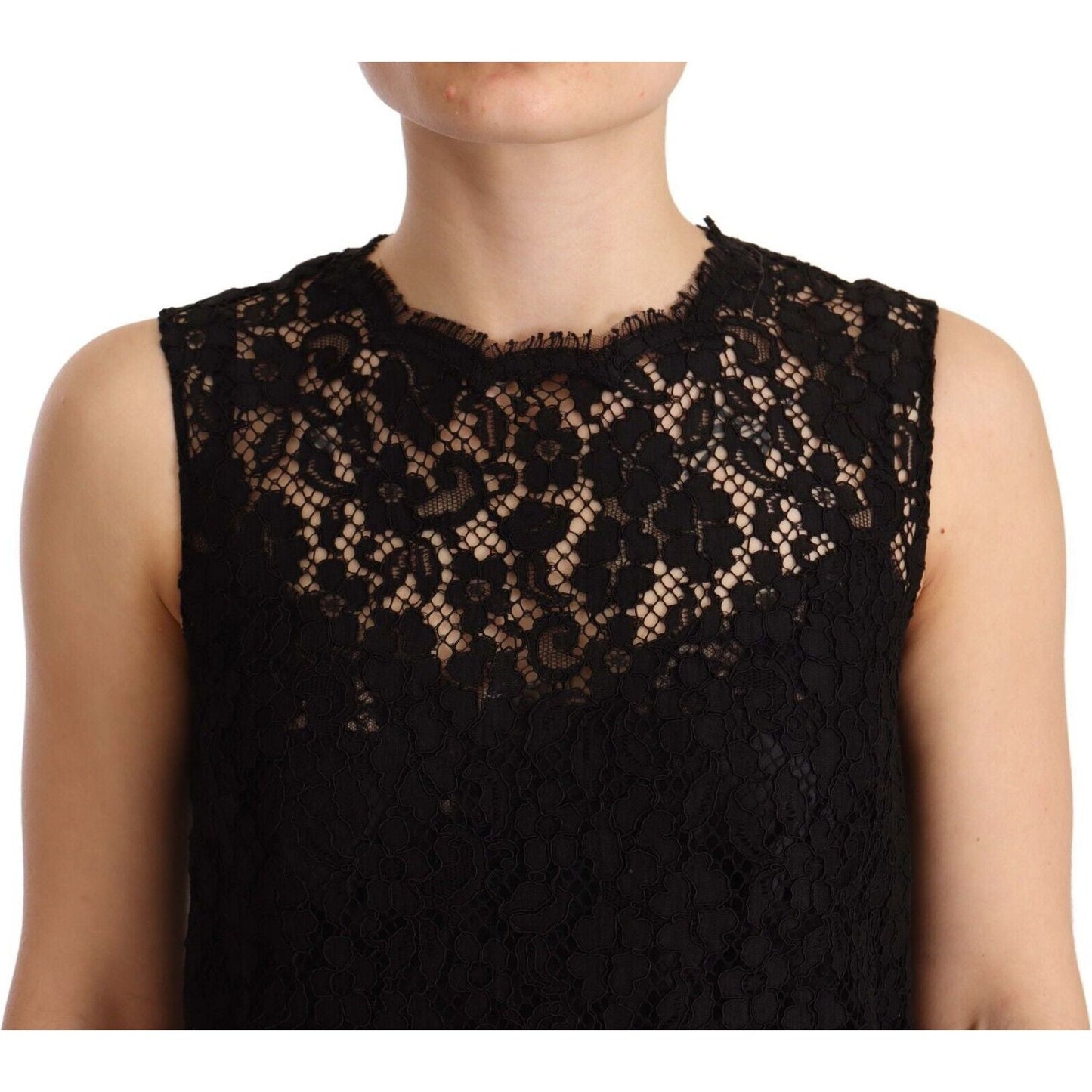 Dolce & GabbanaElegant Floral Lace Sheath Dress in BlackMcRichard Designer Brands£1139.00