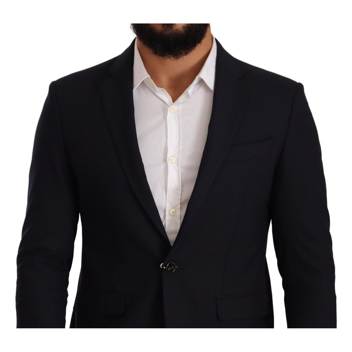 Domenico Tagliente Elegant Single Breasted Black Jacket black-single-breasted-one-button-suit-jacket