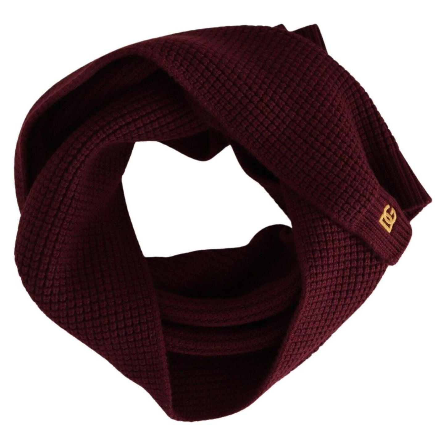 Dolce & Gabbana Elegant Cashmere Knit Scarf in Dark Red dark-red-cashmere-logo-wrap-shawl-knitted-scarf