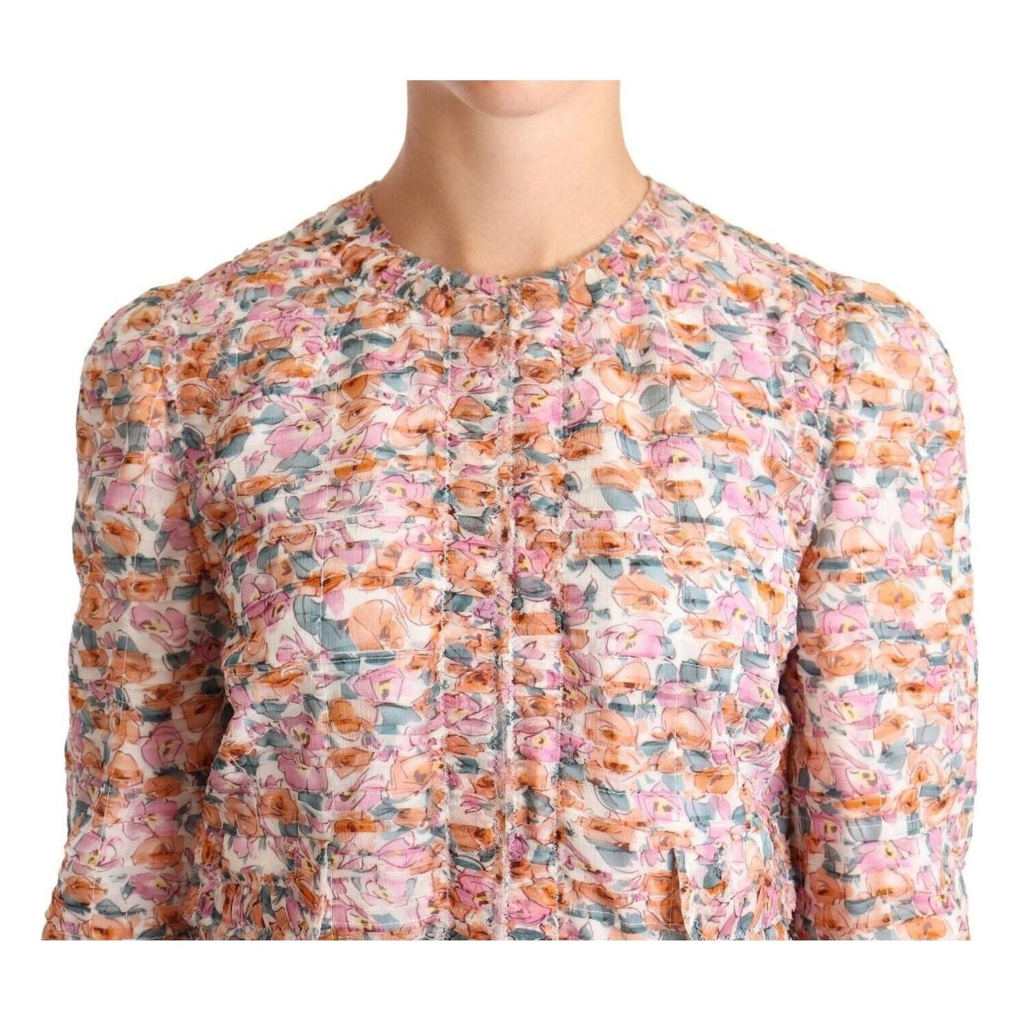 Dolce & Gabbana Elegant Floral Silk Trench Coat WOMAN COATS & JACKETS multicolor-floral-print-silk-trench-coat-jacket