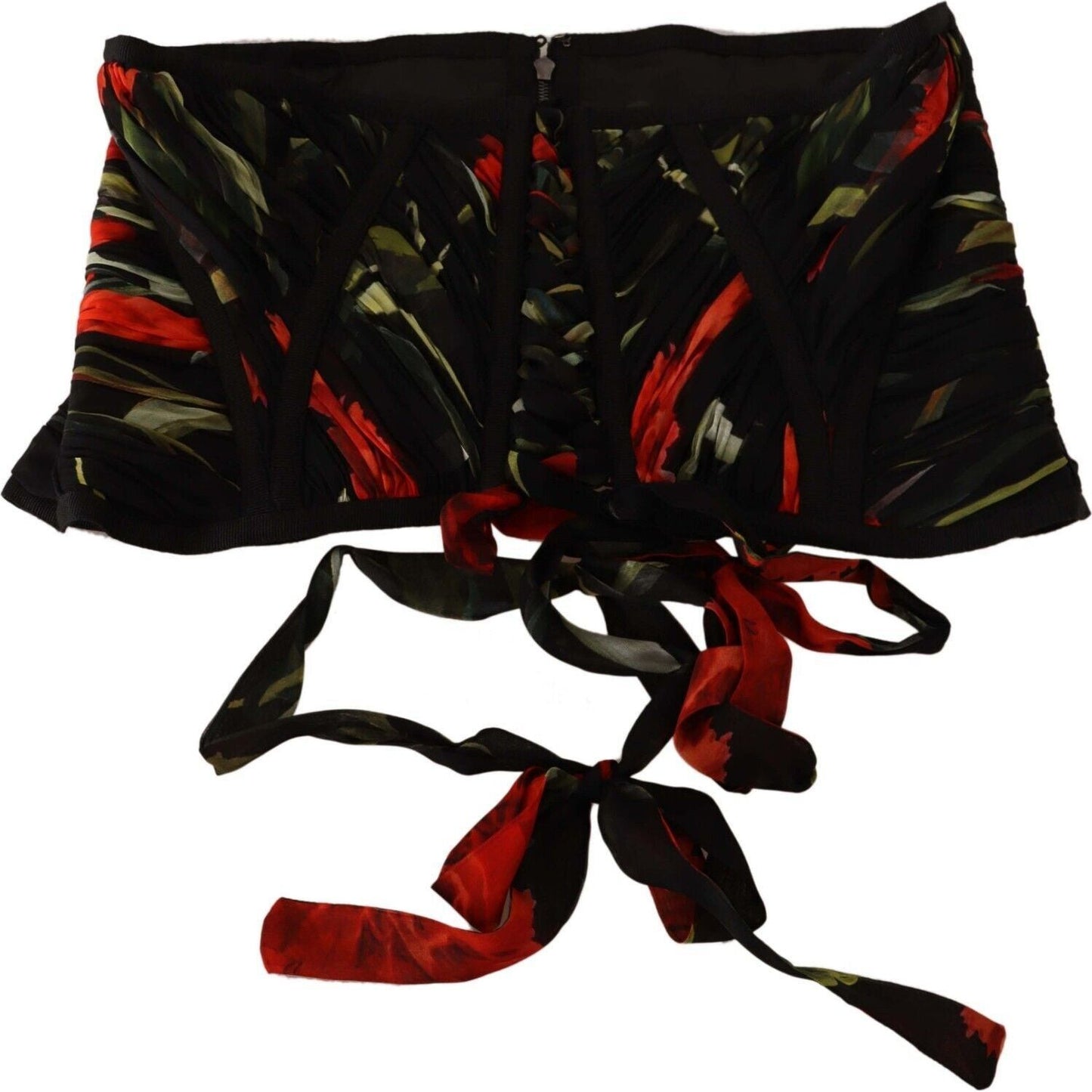 Dolce & Gabbana Elegant Black Silk Corset Belt Top black-corset-belt-stretch-waist-strap-silk-top