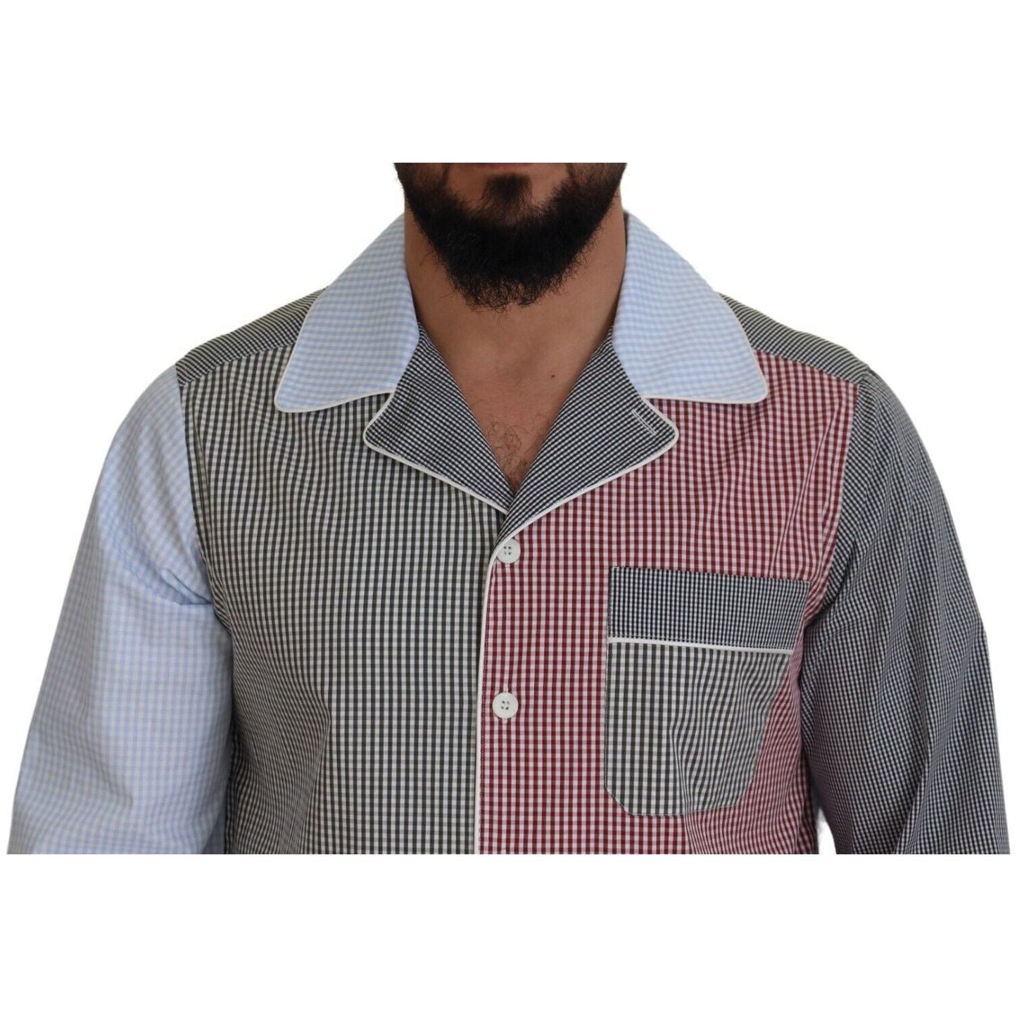 Dolce & Gabbana Multicolor Cotton Button-Down Sleepshirt multicolor-patchwork-cotton-long-sleeves-shirt
