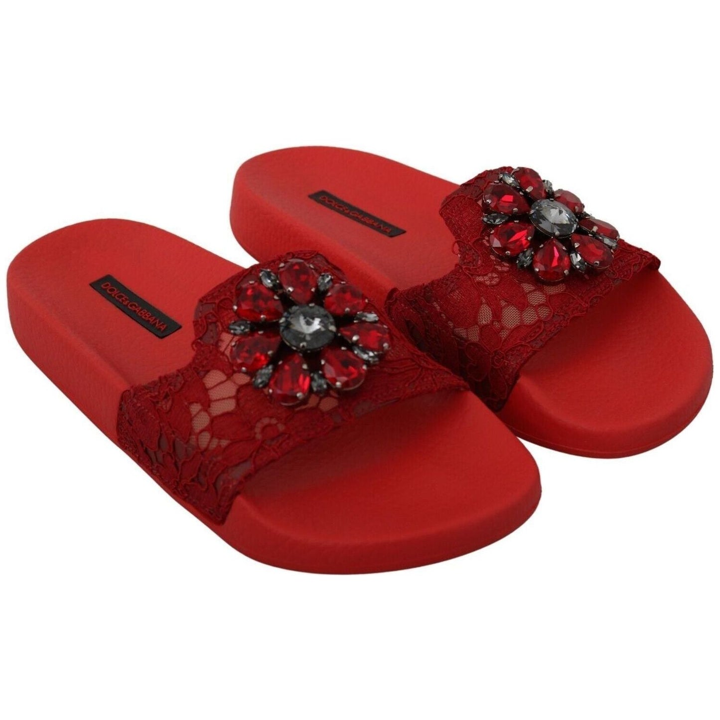 Dolce & Gabbana Floral Lace Crystal-Embellished Slide Flats red-lace-crystal-sandals-slides-beach-shoes s-l1600-30-20-0565169b-ae5.jpg