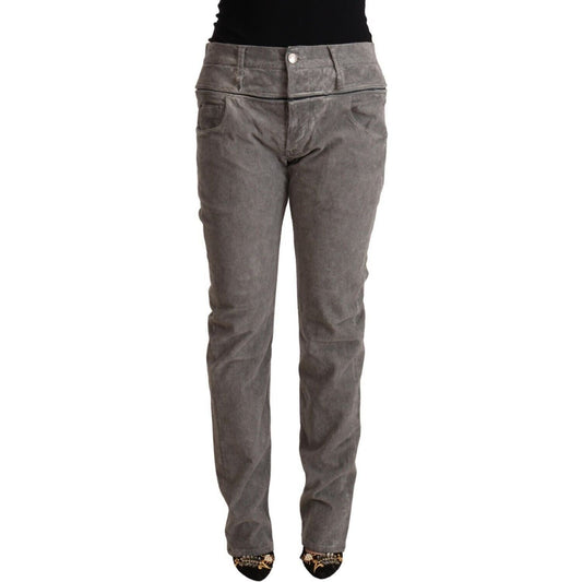 Acht Chic Gray High Waist Straight Fit Jeans gray-cotton-straight-fit-high-waist-pants