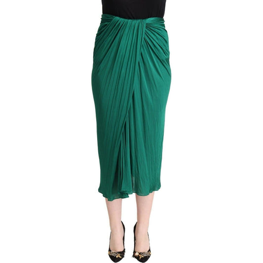 Dolce & Gabbana Elegant Pleated High Waist Midi Skirt dark-green-high-waist-midi-pencil-cut-pleated-skirt