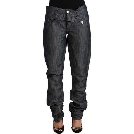 Acht Chic Mid-Waist Straight-Cut Acht Jeans dark-gray-ramie-mid-wide-waist-straight-denim-jeans