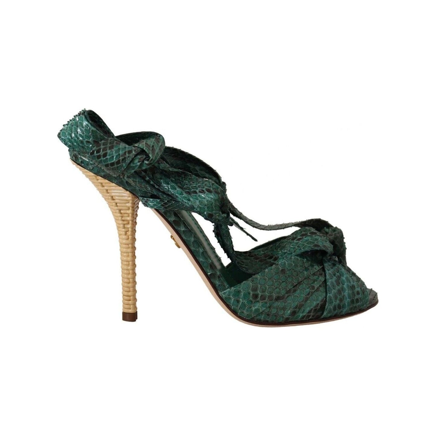 Dolce & Gabbana Emerald Exotic Leather Heeled Sandals emerald-exotic-leather-heels-sandals-shoes