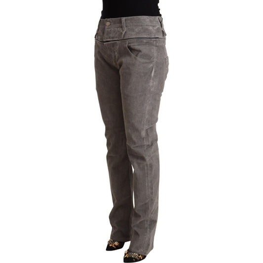 Acht Chic Gray High Waist Straight Fit Jeans gray-cotton-straight-fit-high-waist-pants