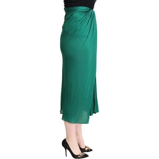 Dolce & Gabbana Elegant Pleated High Waist Midi Skirt dark-green-high-waist-midi-pencil-cut-pleated-skirt