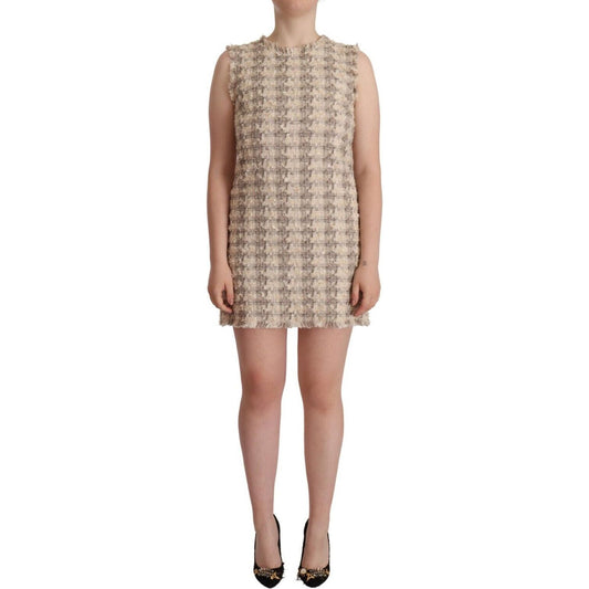 Dolce & Gabbana Chic Checkered Shift Mini Dress beige-checkered-sleeveless-mini-shift-dress s-l1600-33-1-16d03553-cdd.jpg