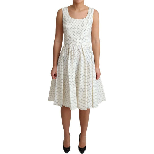 Dolce & Gabbana Elegant Sleeveless A-Line Polka Dotted Dress white-polka-dotted-cotton-a-line-dress-2