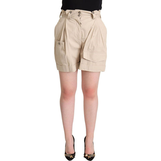 Dolce & Gabbana High-Waisted Beige Cargo Shorts beige-cotton-high-waist-trouser-cargo-shorts