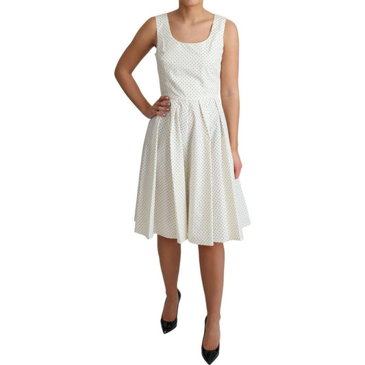 Dolce & Gabbana Elegant Sleeveless A-Line Polka Dotted Dress white-polka-dotted-cotton-a-line-dress-2