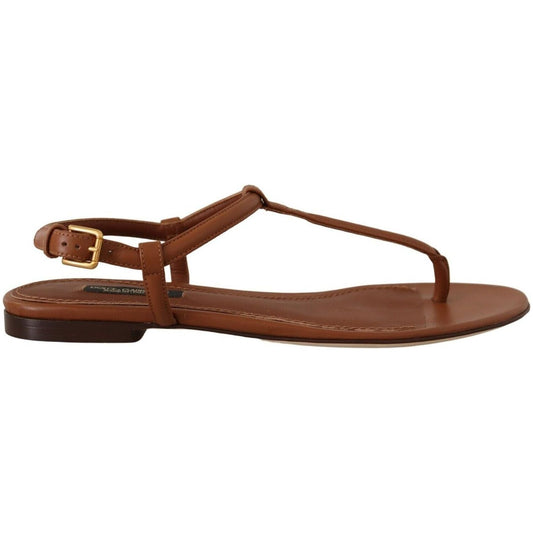 Dolce & Gabbana Elegant Leather T-Strap Flat Sandals brown-leather-t-strap-slides-flats-sandals-shoes s-l1600-35-17-e8469a9a-fbd.jpg