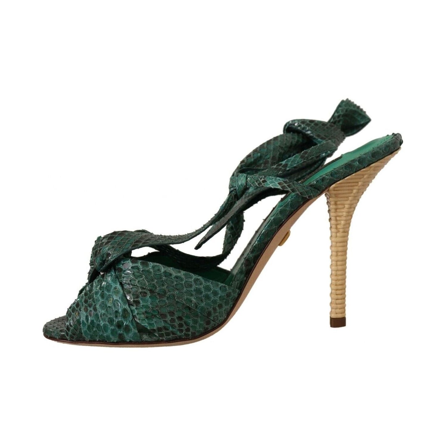 Dolce & Gabbana Emerald Exotic Leather Heeled Sandals emerald-exotic-leather-heels-sandals-shoes