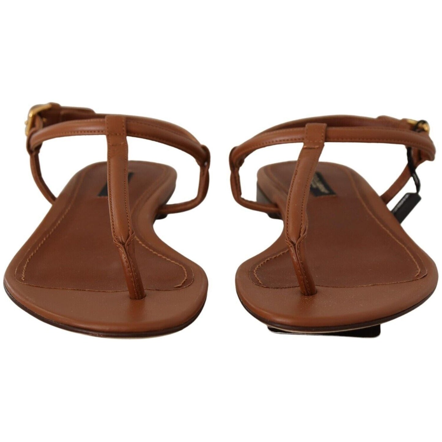 Dolce & Gabbana Elegant Leather T-Strap Flat Sandals brown-leather-t-strap-slides-flats-sandals-shoes s-l1600-36-17-6c61dba8-5cc.jpg