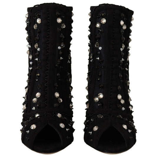Dolce & Gabbana Embellished Crystal Short Boots black-crystals-heels-zipper-short-boots-shoes s-l1600-36-19-27abc738-a43.jpg