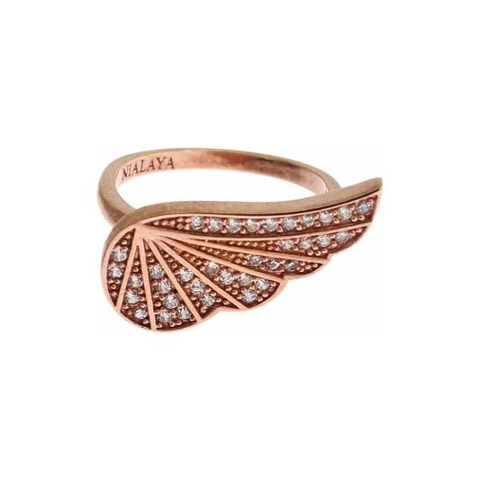 Nialaya | Pink Gold 925 Silver Womens Clear CZ Ring - McRichard Designer Brands