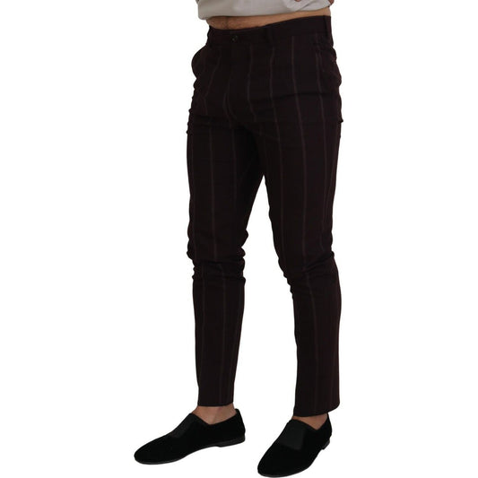 Dolce & Gabbana Elegant Brown Wool Blend Trousers brown-striped-men-trousers-cotton-pants
