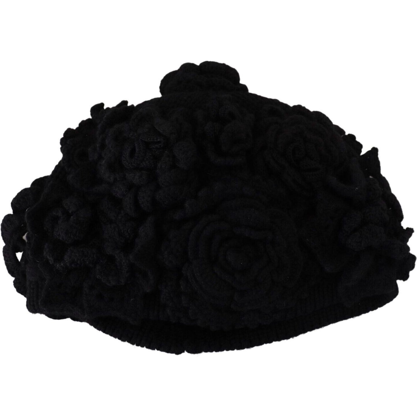 Dolce & Gabbana Elegant Black Virgin Wool Beanie Hat black-wool-knit-winter-beanie-hat
