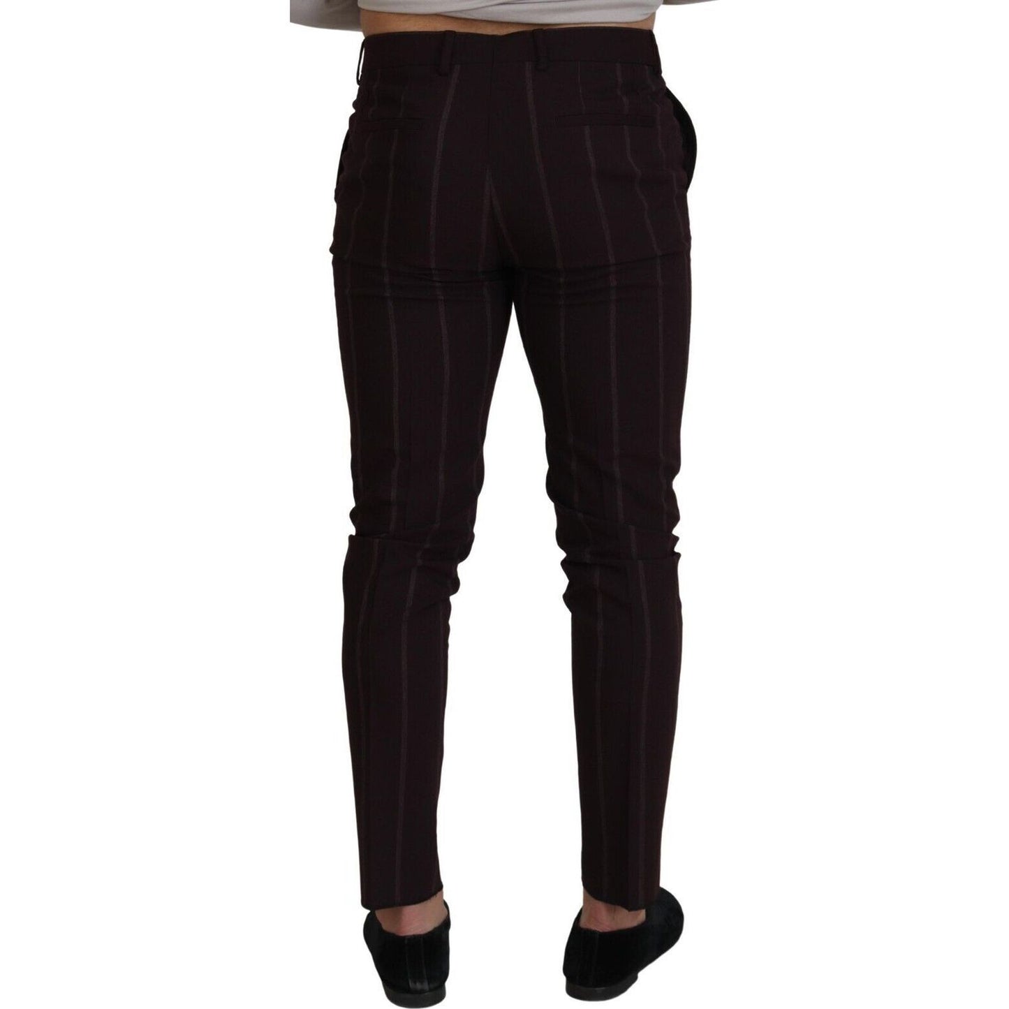 Dolce & Gabbana Elegant Brown Wool Blend Trousers brown-striped-men-trousers-cotton-pants