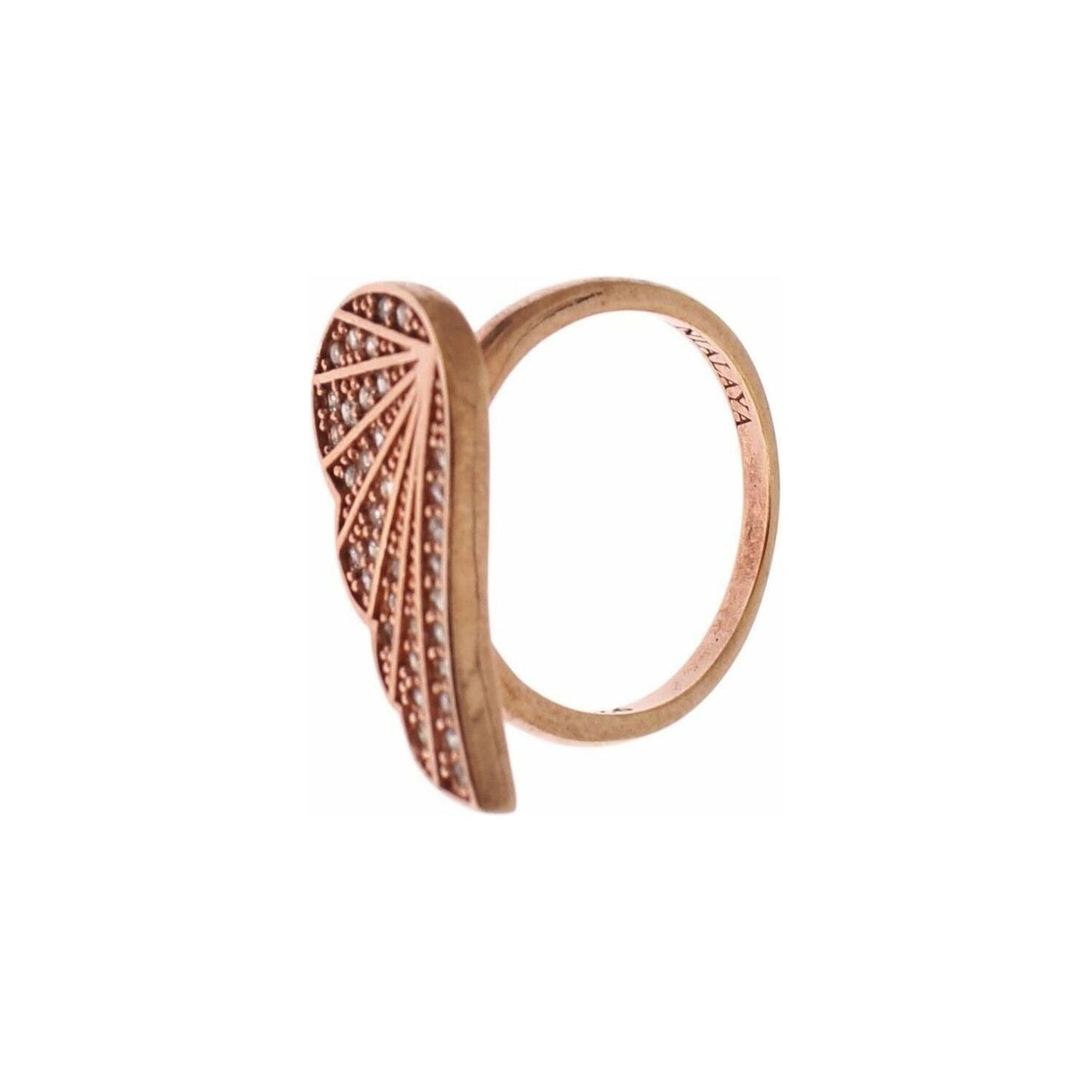 Nialaya Elegant Pink Gold CZ Crystal Ring Ring pink-gold-925-silver-womens-clear-cz-ring