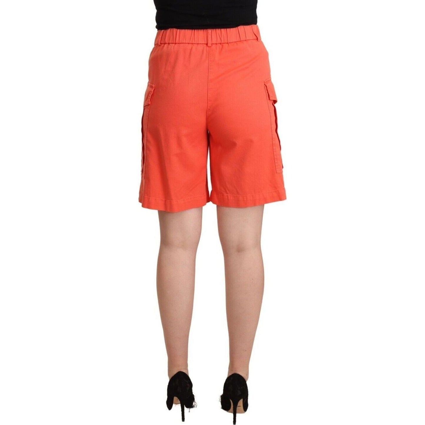 Peserico Chic High-Waisted Cargo Shorts in Vibrant Orange orange-cotton-high-waist-cargo-casual-shorts