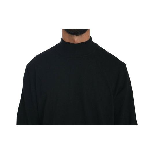 MILA SCHÖN Elegant Black Virgin Wool Pullover Sweater black-turtle-neck-pullover-top-virgin-wool-sweater
