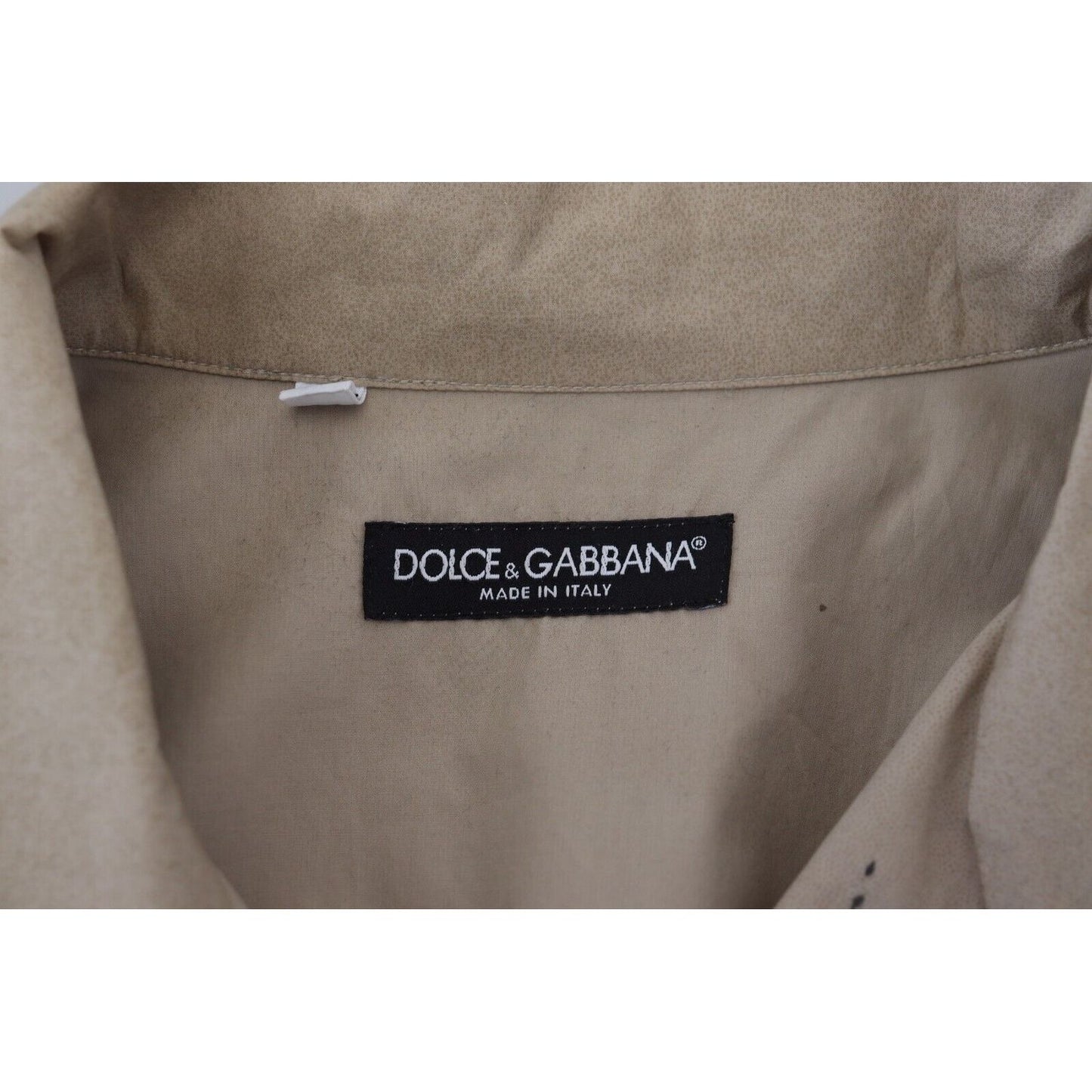Dolce & Gabbana Beige Cotton Button-Down Casual Shirt beige-camouflage-cotton-long-sleeves-shirt