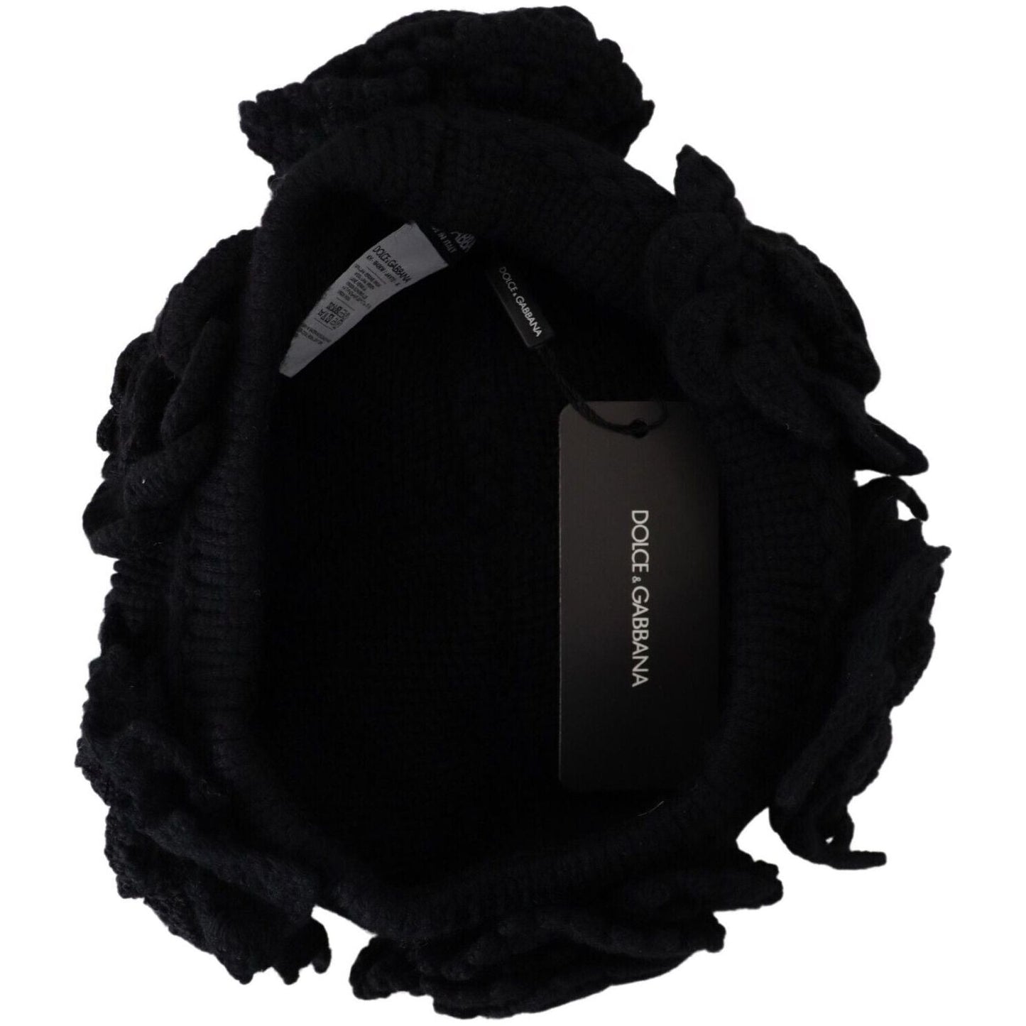 Dolce & Gabbana Elegant Black Virgin Wool Beanie Hat black-wool-knit-winter-beanie-hat