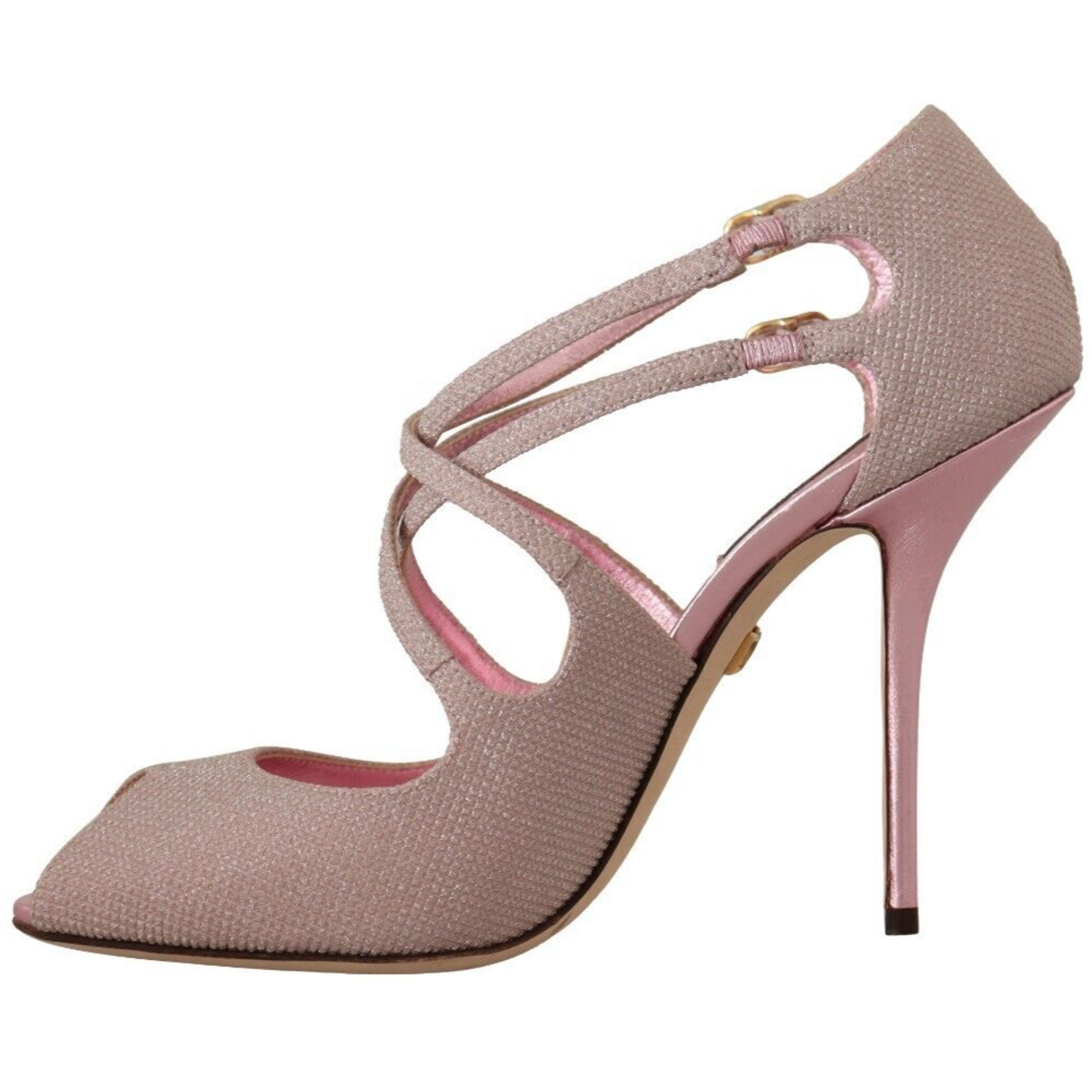 Dolce & Gabbana Pink Glitter Peep Toe High Heels Sandals pink-glittered-strappy-heels-sandals-shoes