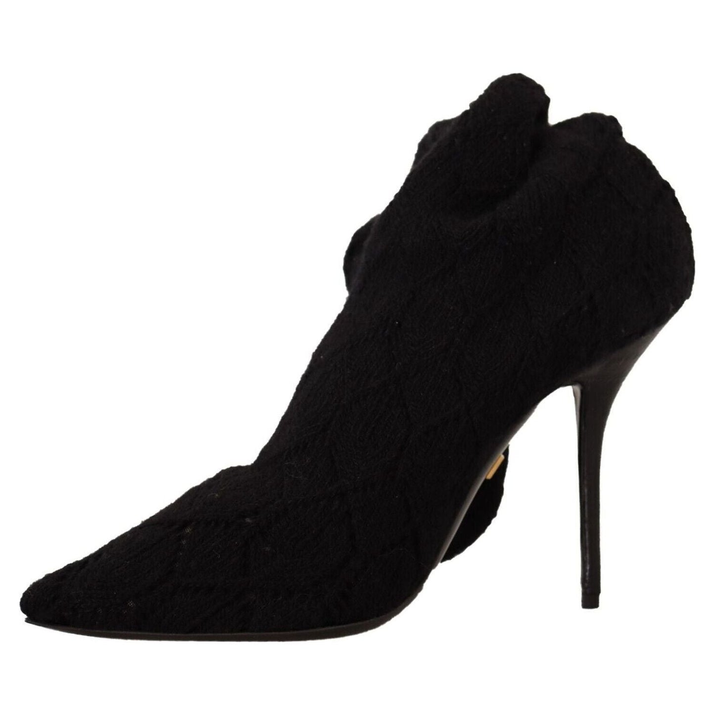 Dolce & Gabbana Elegant Black Stretch Socks Boots black-stretch-socks-knee-high-booties-shoes-1