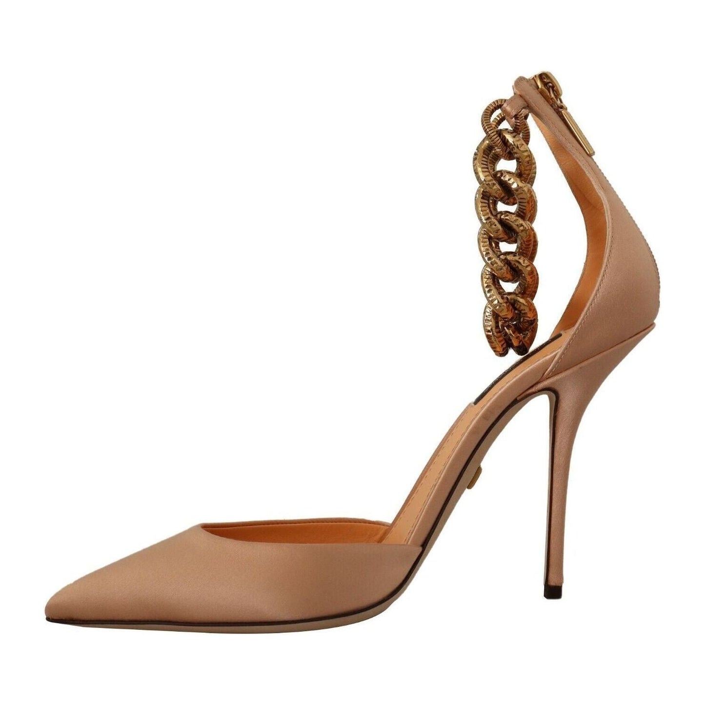 Dolce & Gabbana Elegant Beige Silk Ankle Strap Pumps beige-ankle-chain-strap-high-heels-pumps-shoes s-l1600-4-116-4ae38d86-443.jpg